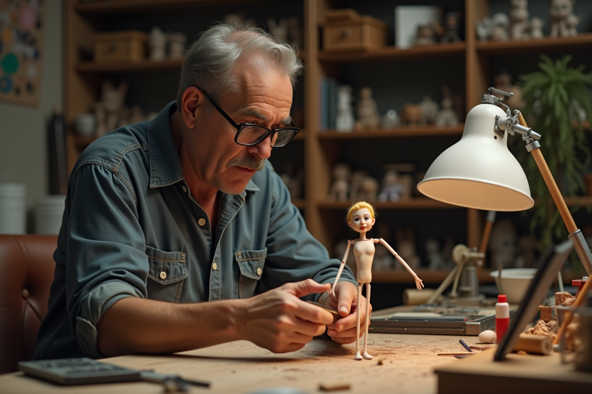 Animateur expérimenté manipulant une marionnette en atelier