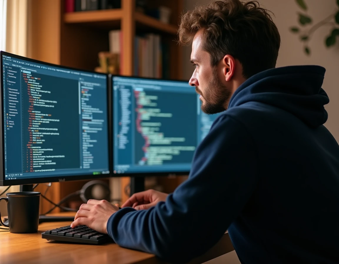 Développeur configurant les paramètres d'un serveur FiveM sur plusieurs écrans affichant des fichiers de configuration