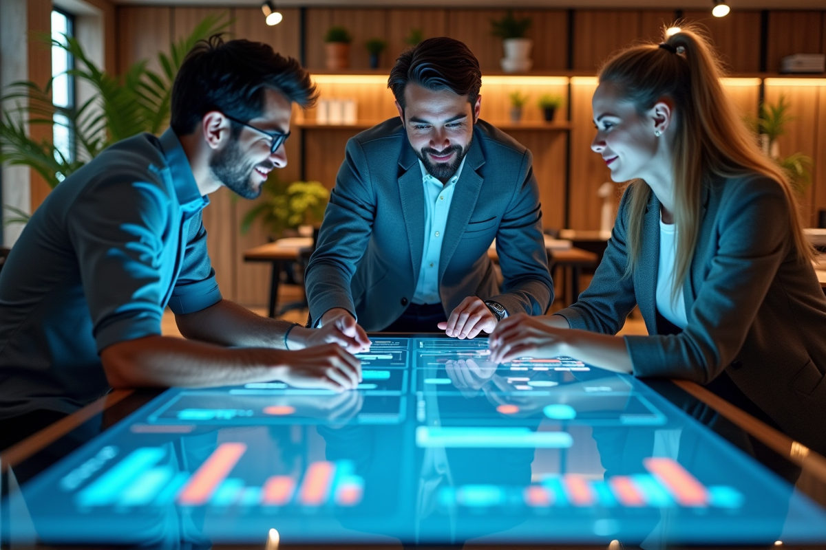 Groupe de marketing collaborant autour d