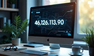 Espace de travail moderne avec écran affichant l IP 4612611390