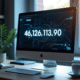 Espace de travail moderne avec écran affichant l IP 4612611390