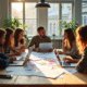 Groupe de designers collaborant dans un bureau lumineux