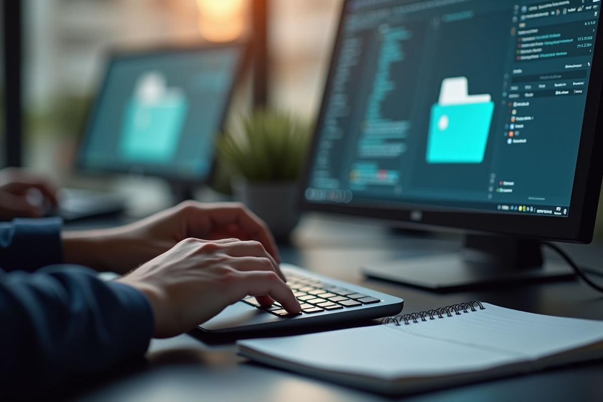 Mains tapant sur un clavier près d