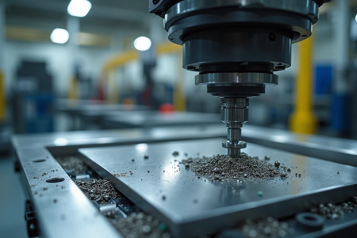 Machine CNC de micro-usinage produisant un composant prototype de haute précision en atelier industriel