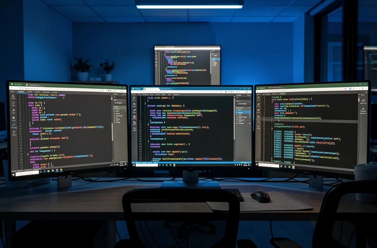 Plusieurs écrans affichant des langages informatiques différents