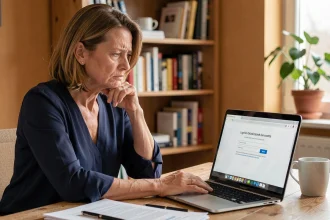 Femme frustrée devant un message d'erreur de mot de passe sur le portail Connect Ville de Marseille
